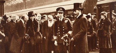 King Edward VIII Leaving for Australia, Saying Goodbye to His Mother and Father at Victoria, 1920 by English Photographer